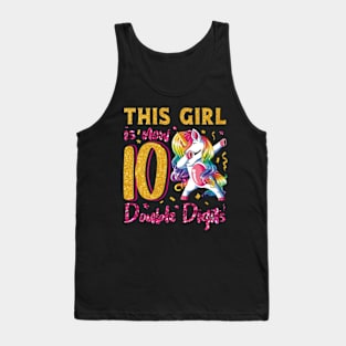 This Girl Is Now 10 Double Digits 10th birthday Unicorn Tank Top